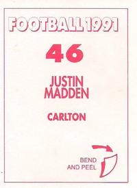 1991 Select AFL Stickers #46 Justin Madden Back